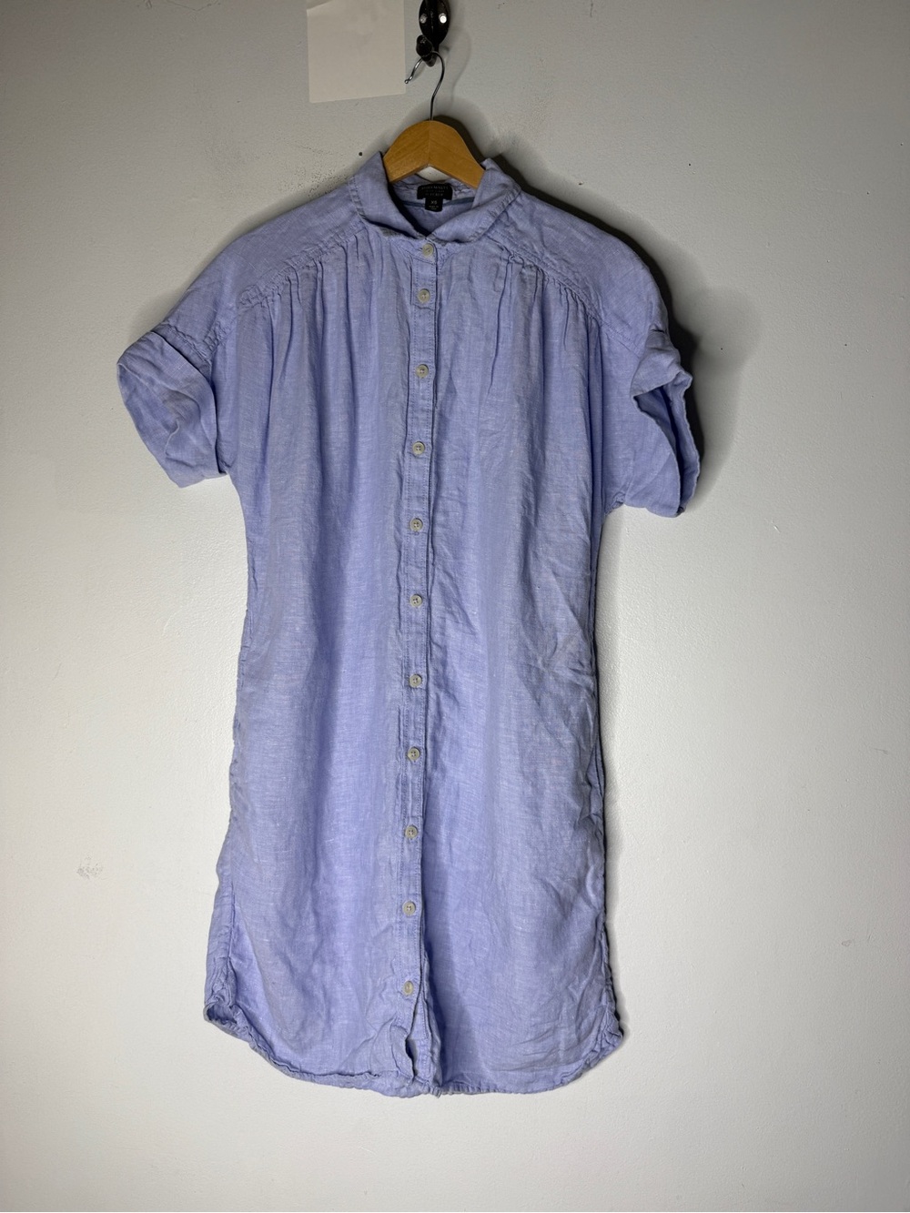 BAIRD McNUTT IRISH LINEN J.CREW‎ Shirt Dress Pockets Preppy XS Blue